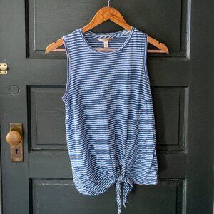 BANANA REPUBLIC Linen White and Blue Striped Tank